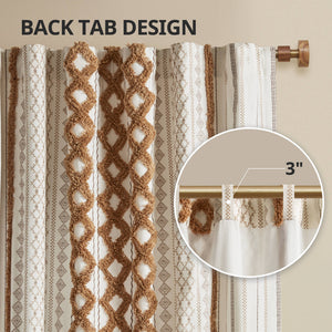 1 PC 50x84' Cotton Printed Window Panel with Chenille Stripe and Lining