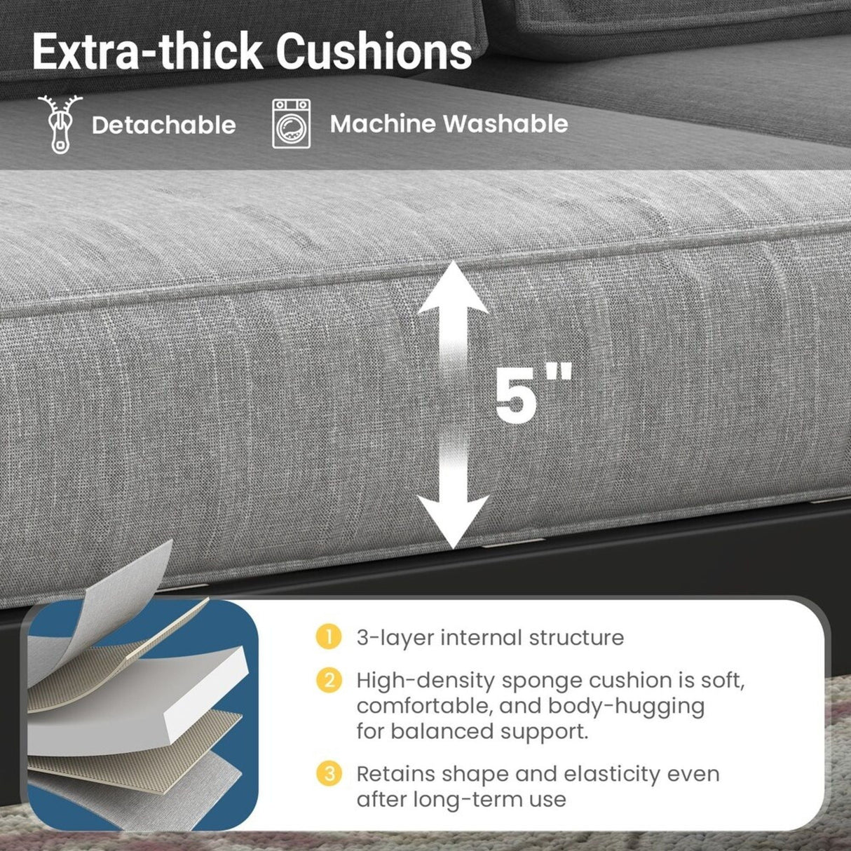 All-Weather Patio Sofa & Cushions, 3 Seat Outdoor Couch
