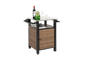 Single Door Outdoor Bar Cart with Stainless Steel Tabletop
