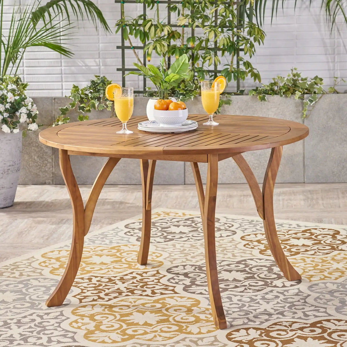 Hermosa Outdoor Acacia Wood Table Circular Design