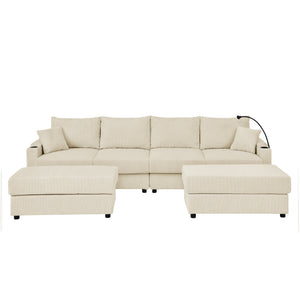Modern U-Shaped Couch with Storage and Ottomans