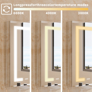 Bathroom LED Lighted Medicine Cabinet with Storage, 24" W x 30" H