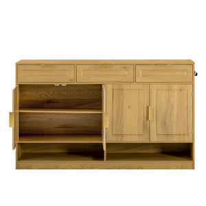 U-Style Farmhouse Sideboard with 3 Drawers & 4 Doors