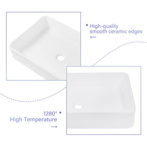 Modern European Design Ceramic Rectangular Vessel Bathroom Sink