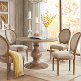 46" Round Pedestal Dining Table with Wood Frame