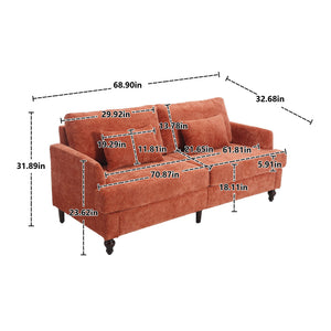 Mid Century Modern Fabric Loveseat Sofa, 2 Seat Upholstered Couch