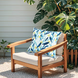 2 Pack Outdoor Pillows, Waterproof & Fade-Resistant Patio Cushions (18x18 Inch, Blue Leaf)