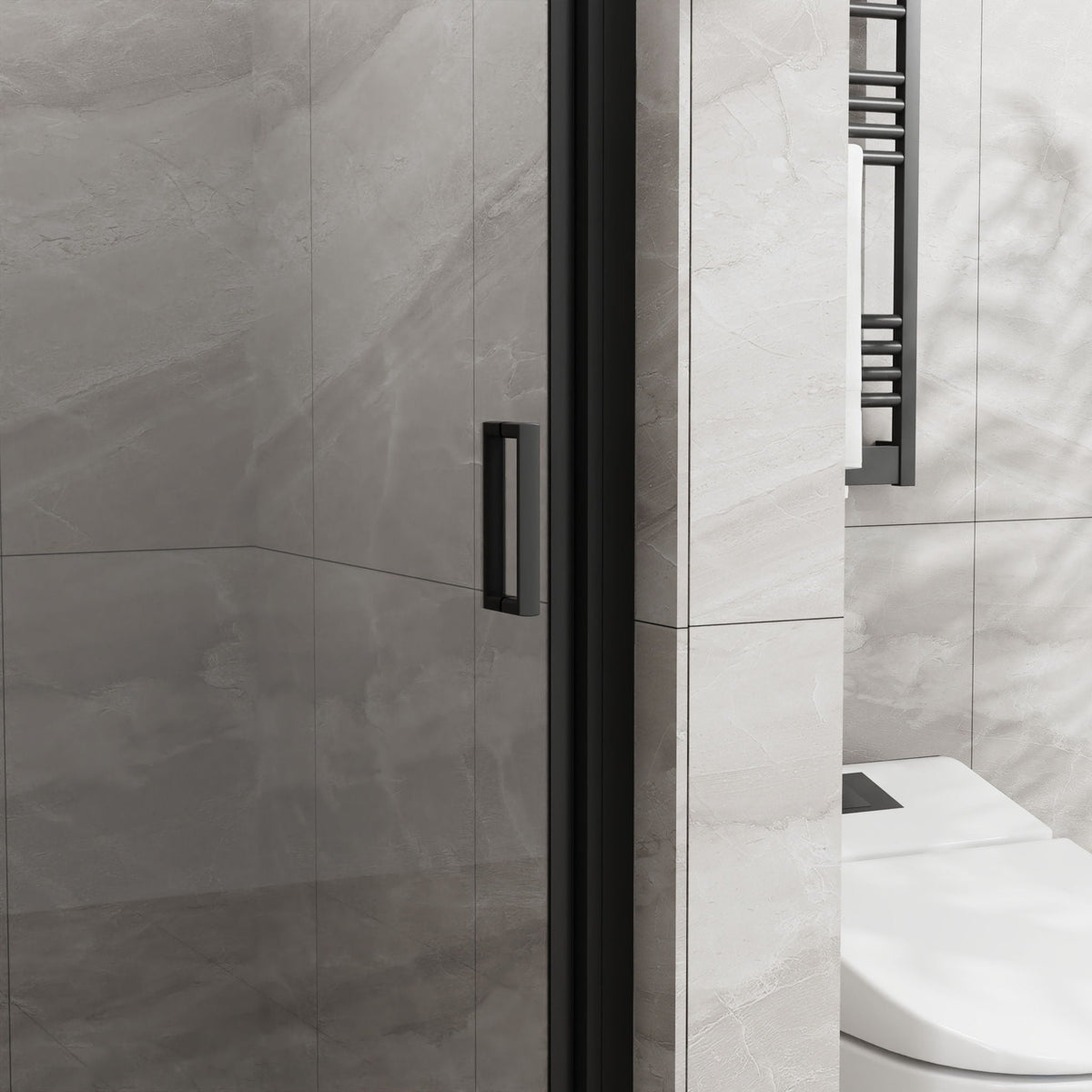 Pivot Shower Door, Tempered Glass, Semi Frameless