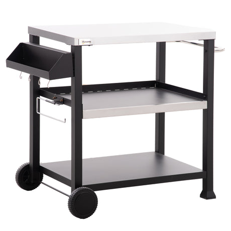 Outsunny-Three-Shelf-Outdoor-Grill-Cart-with-Stainless-Steel-Tabletop-