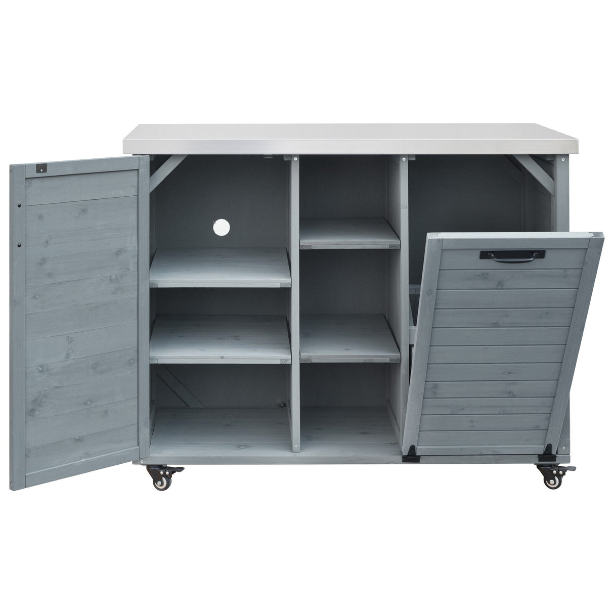 K&K 78.3' Outdoor Kitchen Island with Foldable Grill Table