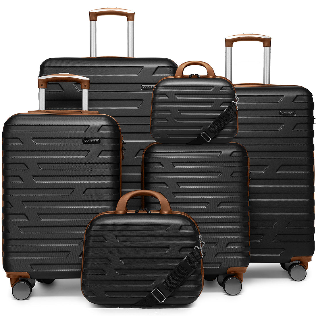 6-Piece Expandable Hardshell Luggage Set – 18", 20" Carry-On, 24", 28" Checked Bags & 12"/14"