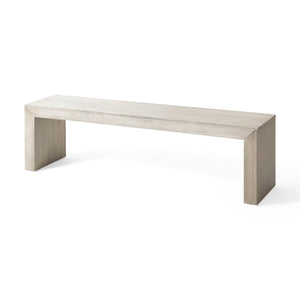 Acacia Wood Dining Bench with Farmhouse Style - Gray