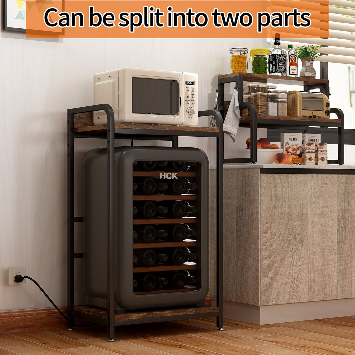 Vintage 4-Tier Mini Fridge Stand with Storage
