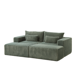87' Oversized Sectional Lounge Chaise with Plush Corduroy Fabric