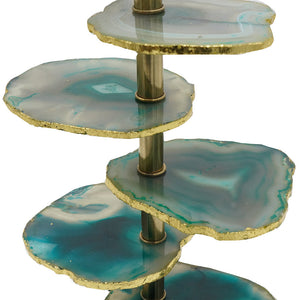 Verdant Agate-Slice Table Lamp with Marble Base