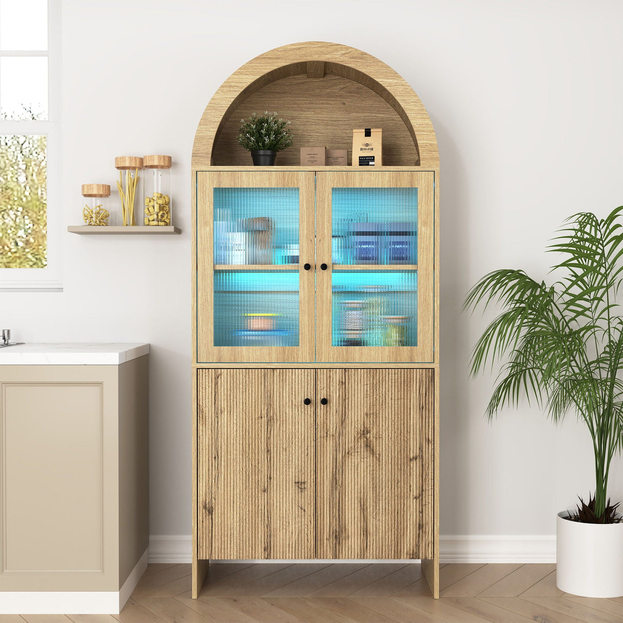 Modern Tech Inspired Dome Cabinet With LED Lighting