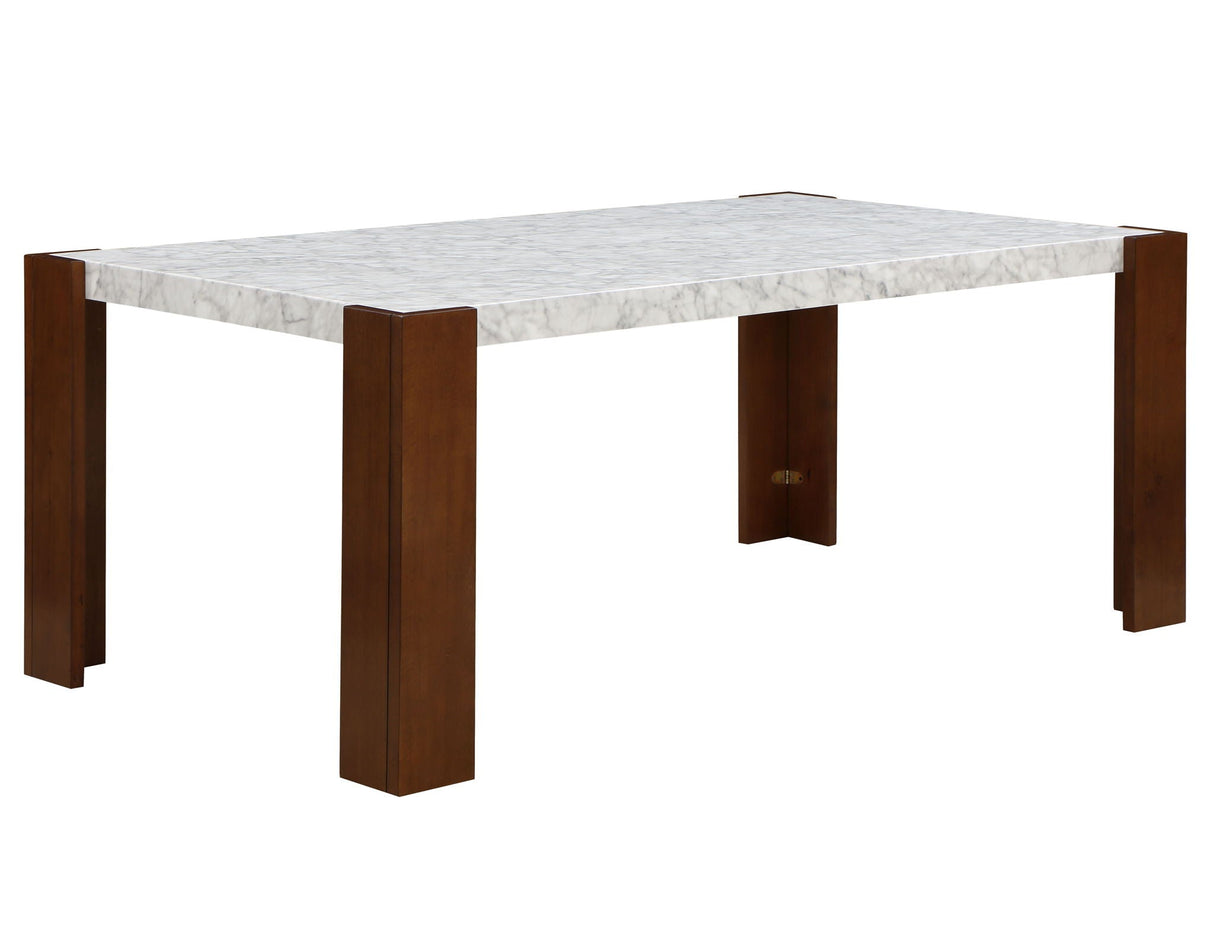 Hettie Dining Table With Engineered Stone Top - Brown