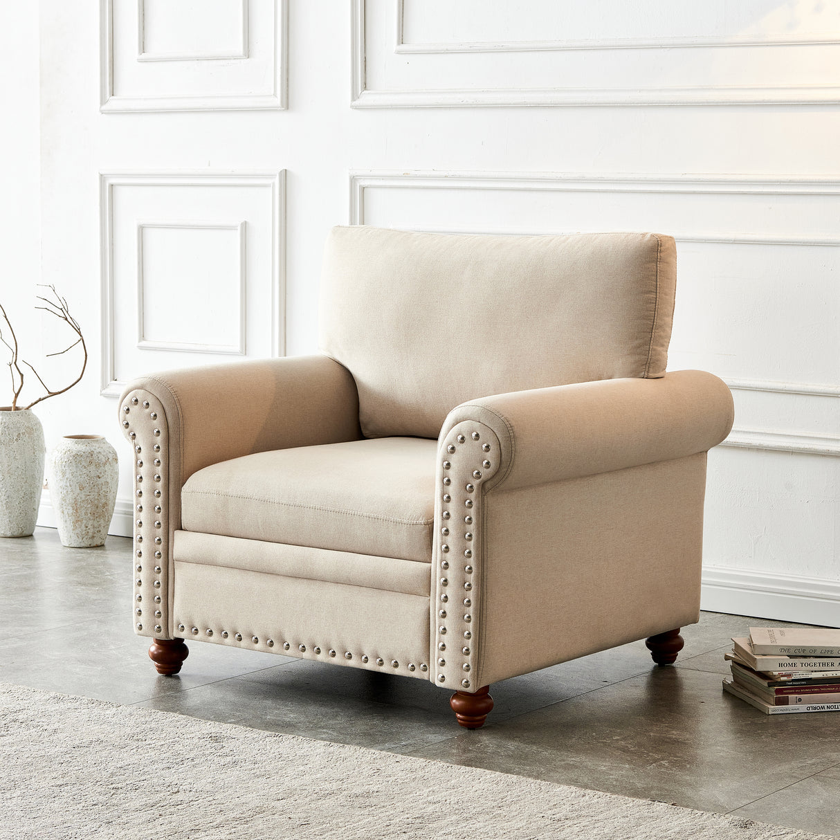 Living Room Sofa Single Seat Chair, Beige