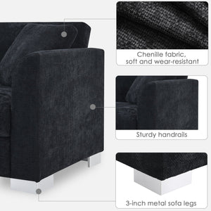 Modern Cloud Sectional Sofa L Shaped Luxury Couch Set With 2 Free Pillows 4 Seat With Oversized Chaise