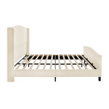 King Size Bed Frame with Upholstered Teddy Velvet Headboard