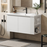 36" Wall-Mounted White Bathroom Vanity with Ceramic Sink by christopher knight home