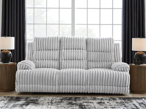 Rhines Falls - Reclining Power Sofa With Drop Down Table - Alloy