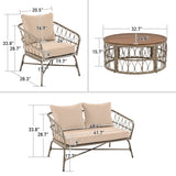 GO Bohemia-Inspired 4-Person Outdoor Seating Group with Removable Cushions