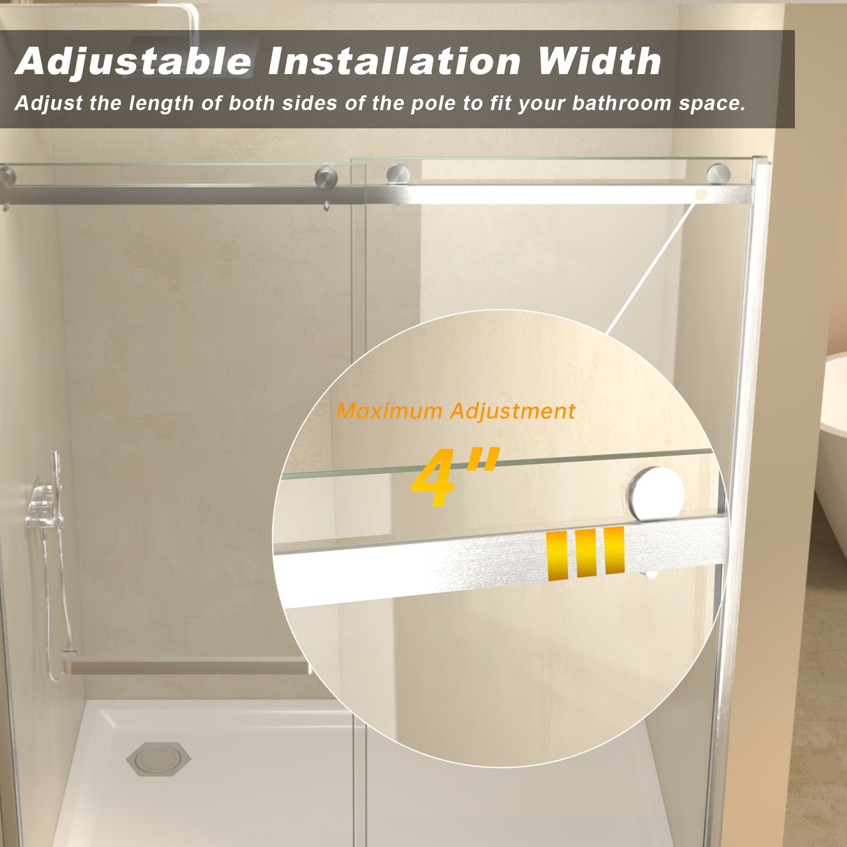 56-60 in.W x 76 in.H Semi-Frameless Sliding Shower Door