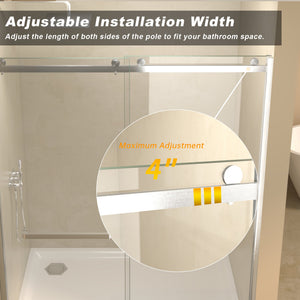 56-60 in.W x 76 in.H Semi-Frameless Sliding Shower Door