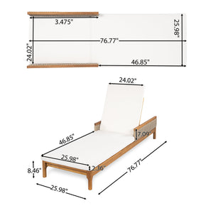 76.8' Solid Acacia Wood Sun Lounger Set of 2 with Cushions