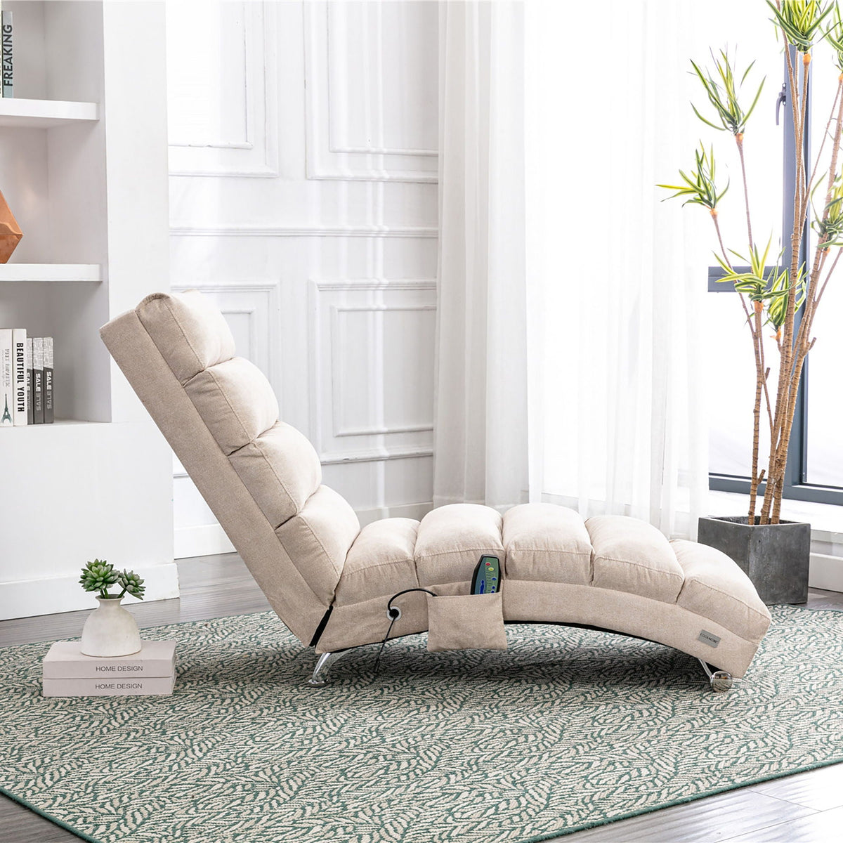 Massage Chaise Lounge Indoor With Remote Control, Ergonomic Electric Massage Lounger