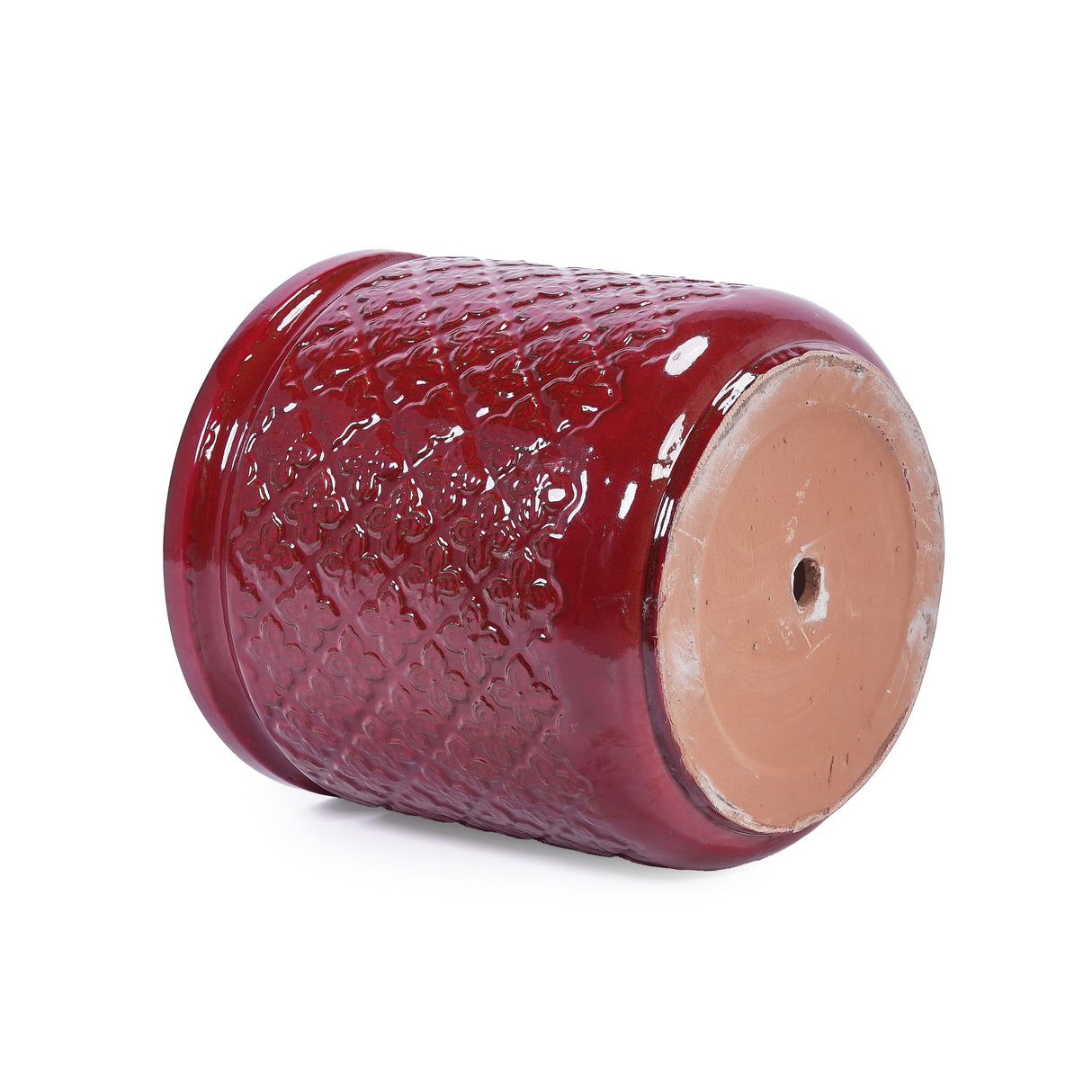 3 Pieces Ceramic Flowerpot, Modern Planter for Patio, Garden or Windowsills - Bean Paste Red