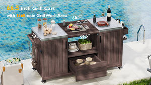 K&K 66.5' Outdoor Kitchen Island for Big Green Egg Grills