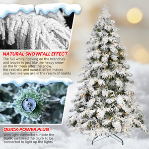 8ft Flocked Scarecrow-Shaped Christmas Tree with 470 Warm Lights