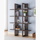 Walnut Oak 4-Tier Open Display Cabinet