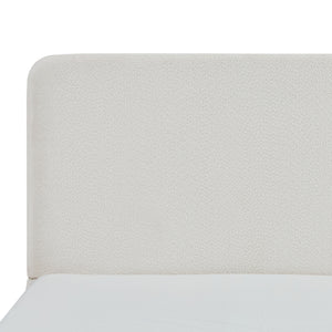 Canter Tall Headboard Upholstered Bed in Pearl White Chenille, Queen Size