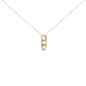 14K Yellow Gold Plated .925 Sterling Silver 1/6 Cttw Diamond Interlocking Triple Asymmetric Circle Hoop 18" Pendant Necklace (H-I Color, I1-I2 Clarity)