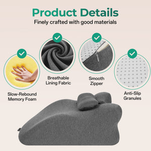 Ergonomic Spinal Posture Support & Multi-Functional Bed Pillow - Grey