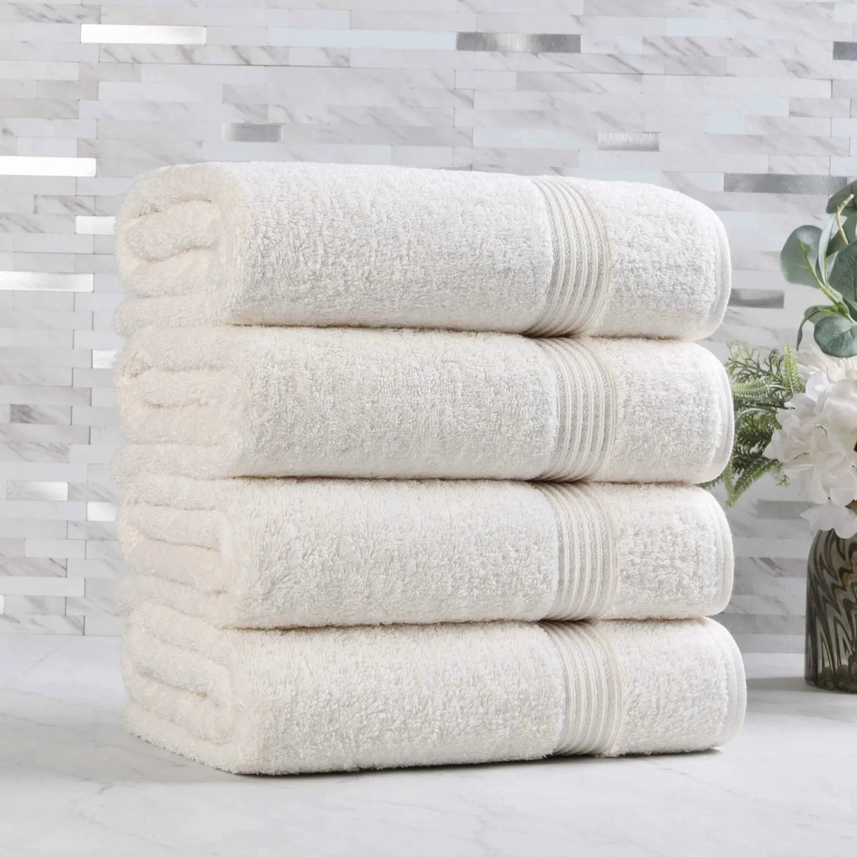 Egyptian Cotton Plush Absorbent Luxury Bath Towel Set of 4 - Egyptian Cotton Bath Towel by Superior Brand