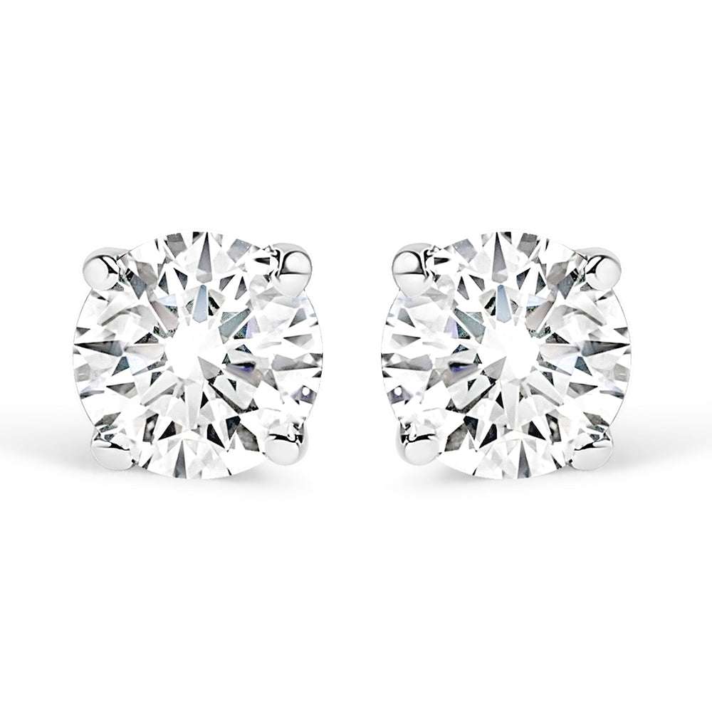 .925 Sterling Silver 1/5 Cttw Round Lab Grown Diamond Classic 4-Prong Solitaire Stud Earrings (F-G Color, VS1-VS2 Clarity)