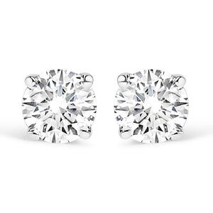 AGS Certified 14K White Gold 1.0 cttw 4-Prong Set Brilliant Round-Cut Solitaire Diamond Push Back Stud Earrings (G-H Color, I1-I2 Clarity)