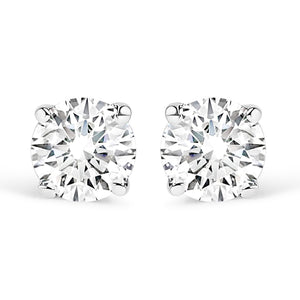 14K White Gold 1.0 Cttw 4-Prong Set Brilliant Round-Cut Solitaire Lab Grown Diamond Push Back Stud Earrings (E-F Color, VVS2-VS1 Clarity)