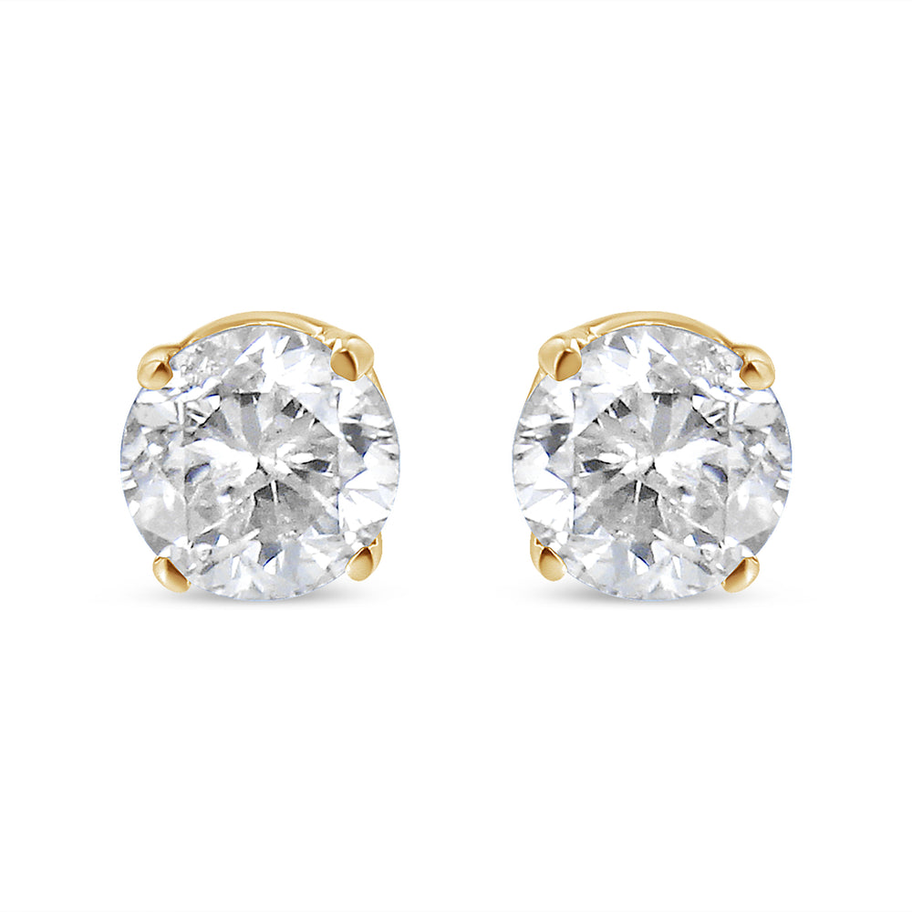 14K Yellow Gold 1/2 Cttw Round-Cut Diamond Solitaire Stud Earrings (O-P Color, SI2-I1 Clarity)