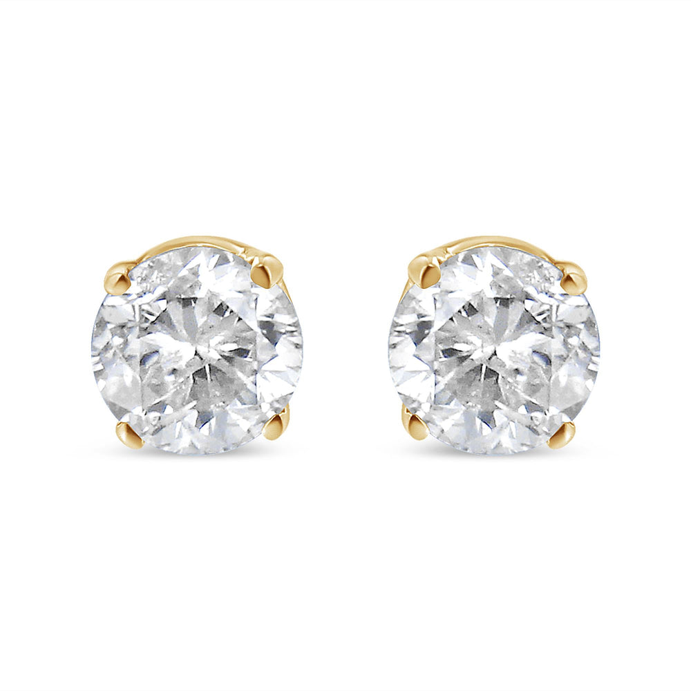 14K Yellow Gold 1/3 Cttw Round Brilliant-Cut Diamond Classic 4-Prong Stud Earrings (L-M Color, I1-I2 Clarity)