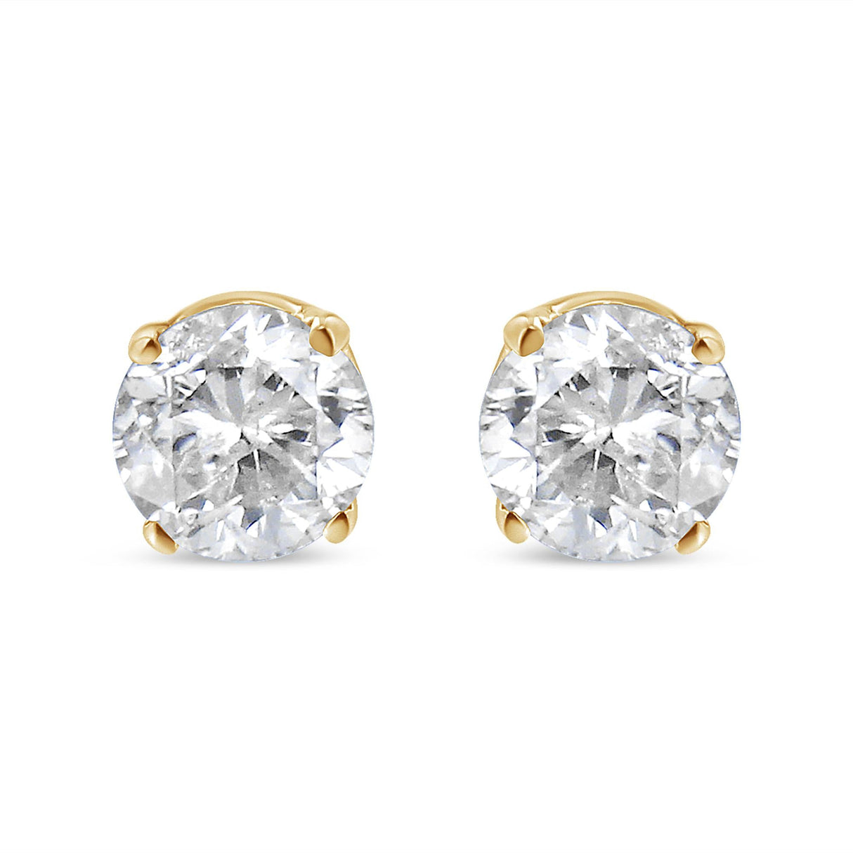 14K Yellow Gold 1/3 Cttw Round Brilliant-Cut Diamond Classic 4-Prong Stud Earrings (L-M Color, I1-I2 Clarity)