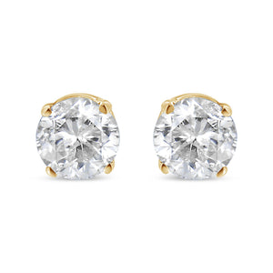 14K Yellow Gold 1/3 Cttw Round Brilliant-Cut Diamond Classic 4-Prong Stud Earrings (L-M Color, I1-I2 Clarity)