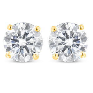 10K Yellow Gold 1.00 Cttw Round Brilliant-Cut Diamond Classic 4-Prong Stud Earrings with Screw Backs (J-K Color, I2-I3 Clarity)