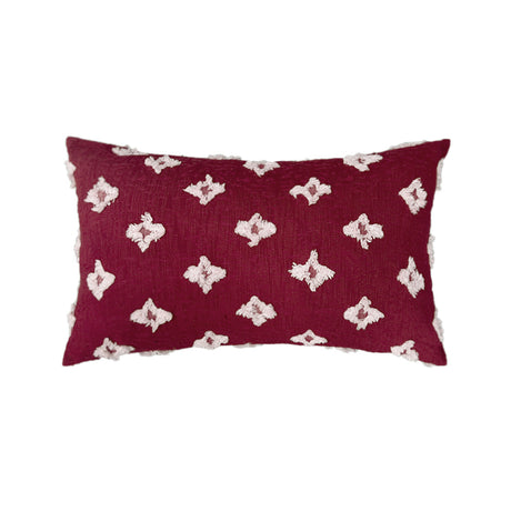 12''x20'' Tufted Floral lumbar support 100% cotton Throw Pillow | 7 Colors – Textured Daisy Stitch Design | Boho Chic Lumbar & Accent Pillow | Insert Included