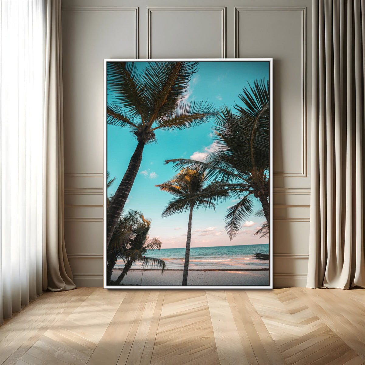 Palm Trees Wall Art Canvas Print – Framed Tropical Beach
