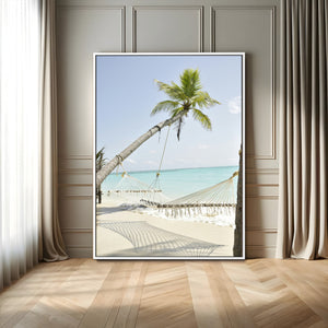 Beach Hammock Wall Art Canvas Print – Framed Tropical